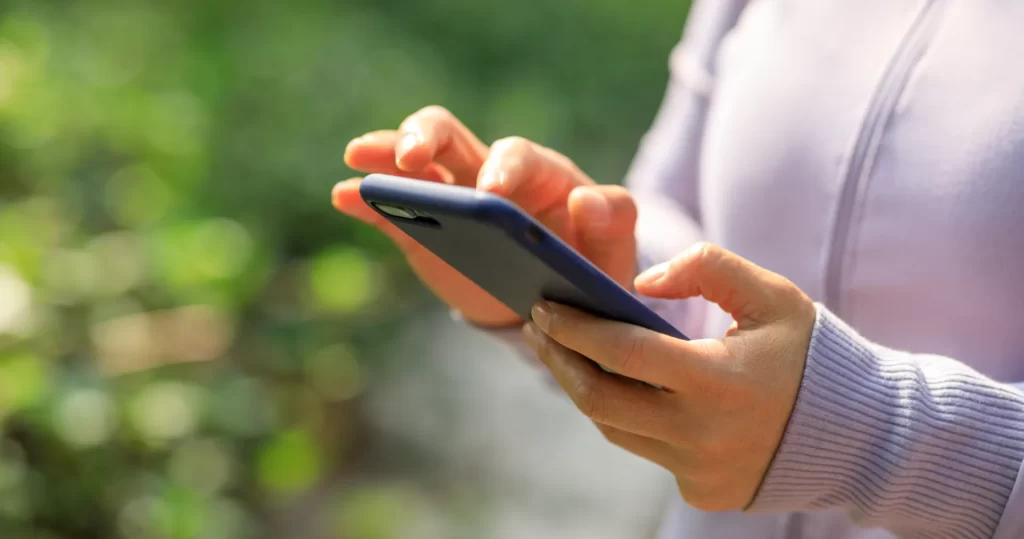 Completing an online health intake on a phone